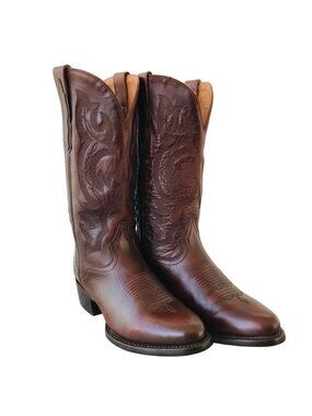 El Dorado Brown Calfskin Leather Cowboy Western Boots Mens 8.5 D Handmade